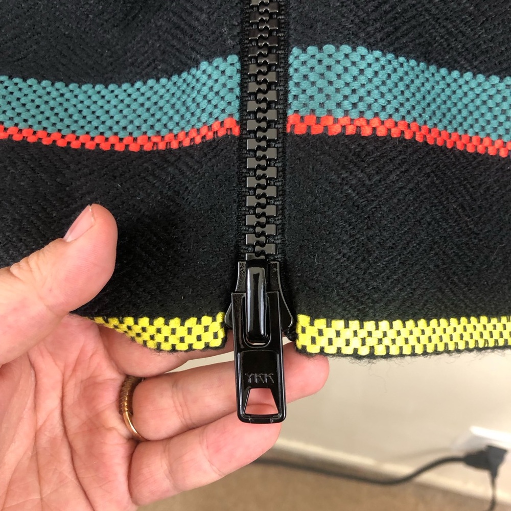 New Givenchy Basket Weave wool stripe pencil skirt black red stripe - Picture 6 of 12